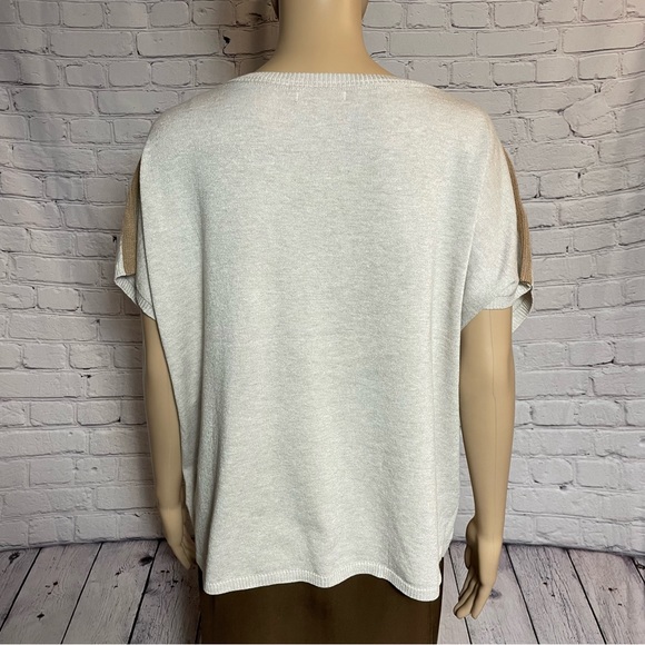 NWT New Anthropologie OLVA Olive and Vine Beige Knit Short Sleeve Top Size XL - Picture 4 of 10